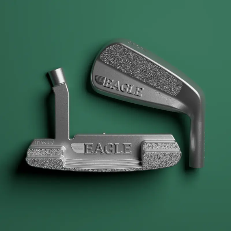 3D printed metal golf putter head on a putting green