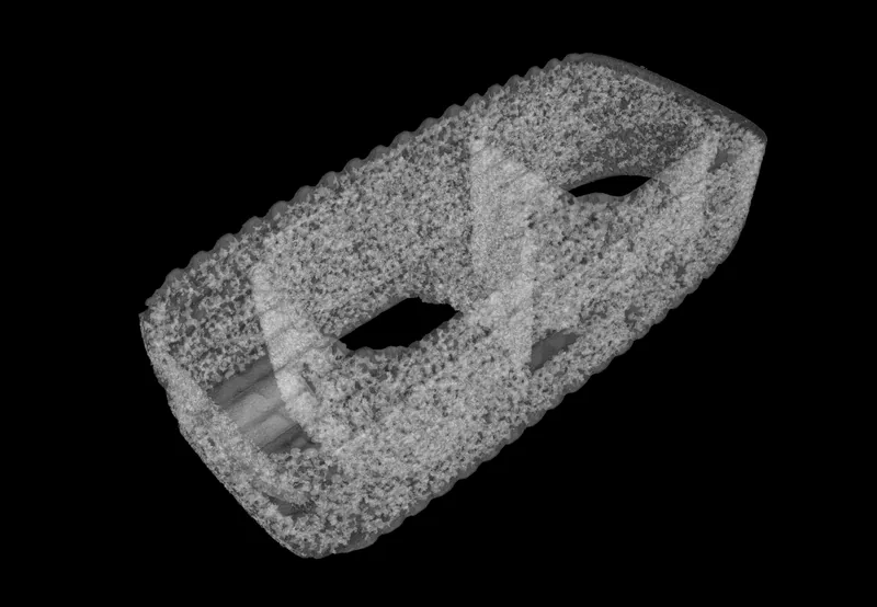 CT scan showing the internal structure of a printed part