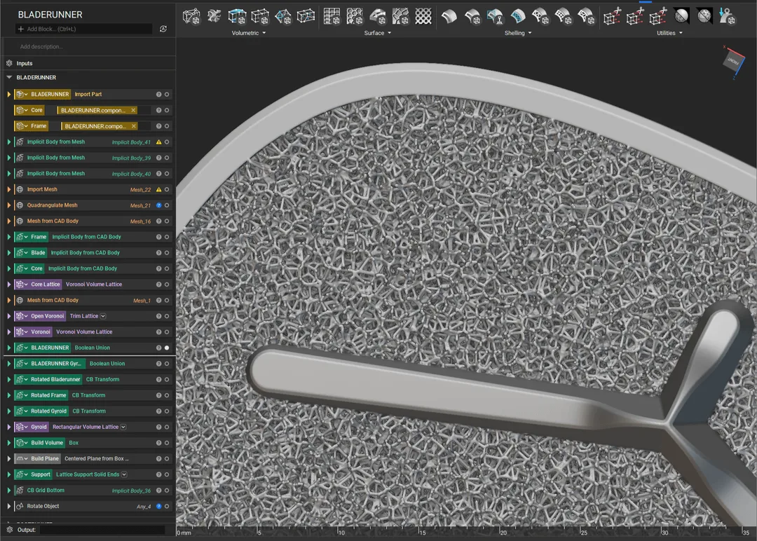nTop lattice geometry applied to a tibial tray implant